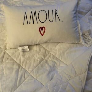 Rae Dunn Amour White Decorative Pillow